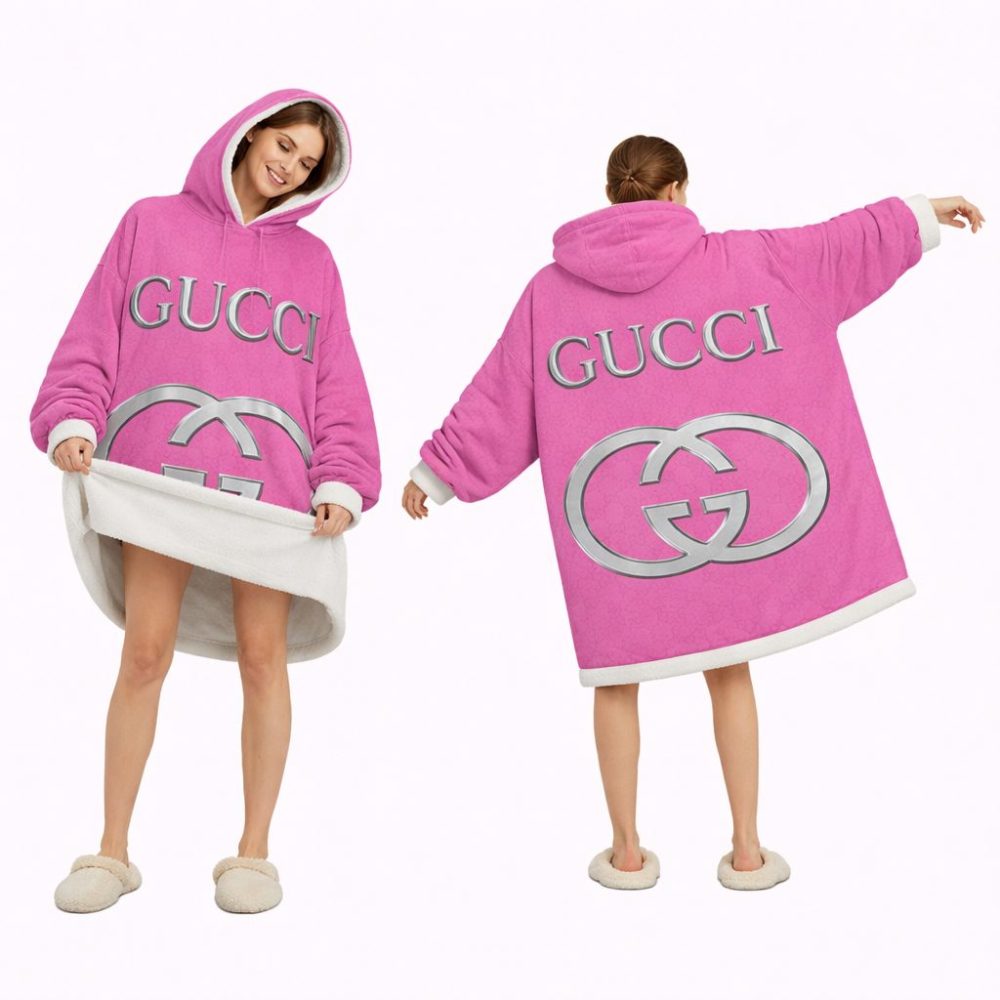 Pink Gucci Blanket Hoodie , Cozy Wearable Blanket Hoodie