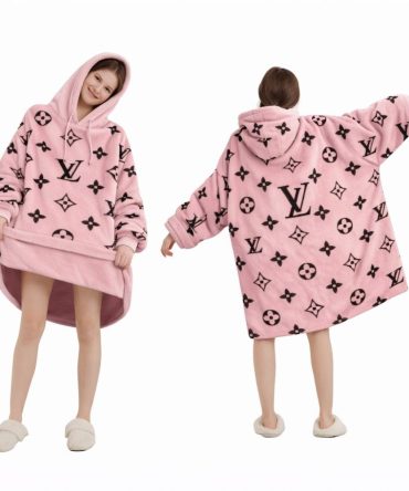 Pink And Black  Louis Vuitton Blanket Hoodie , Cozy Wearable Blanket Hoodie
