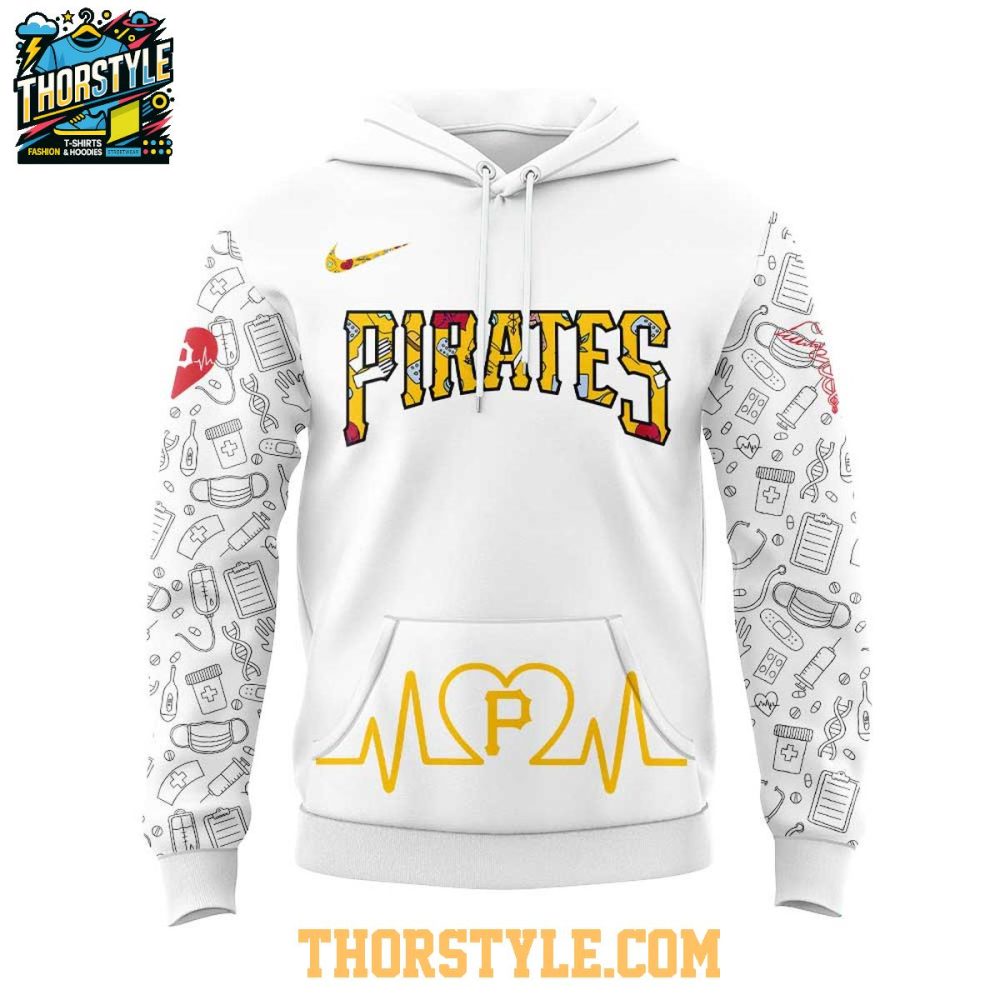 Pittsburgh Pirates Nurses Appreciation Work Of Heart 2025 Hoodie T-Shirt - Image 2