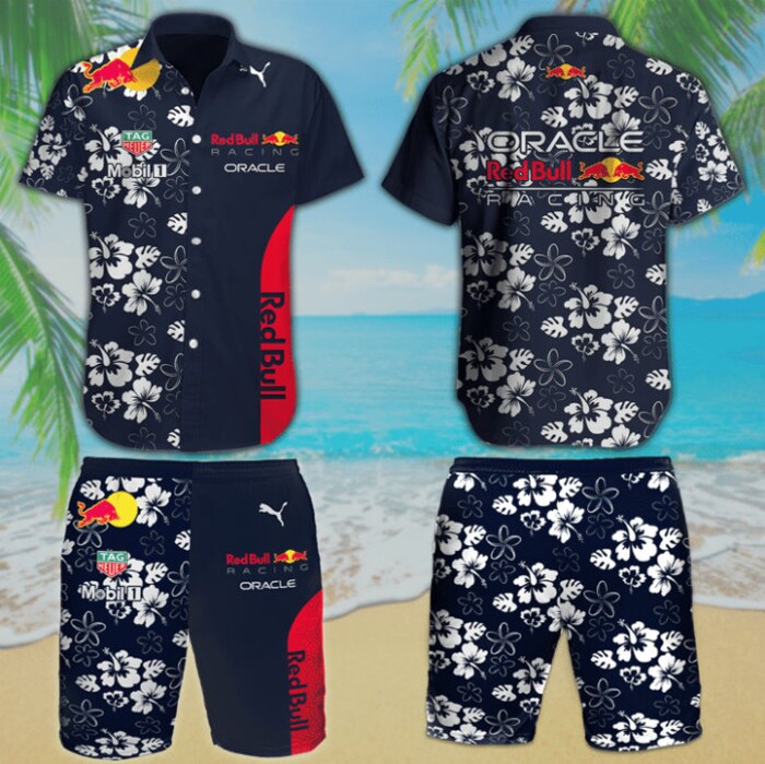 Red Bull Racing Oracle Hawaiian Beach Set Hawaiian Shirt And Short For Summer (Shirt Only)