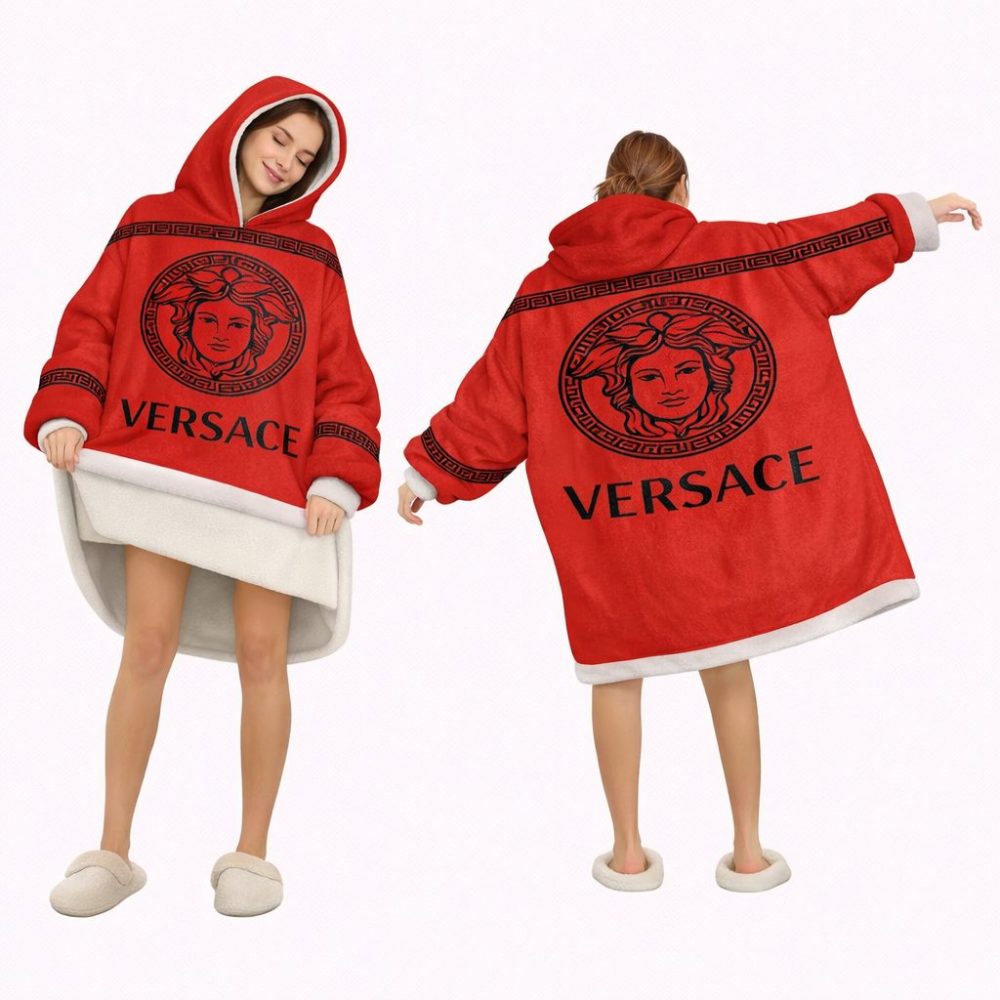 Red Versace Blanket Hoodie , Cozy Wearable Blanket Hoodie