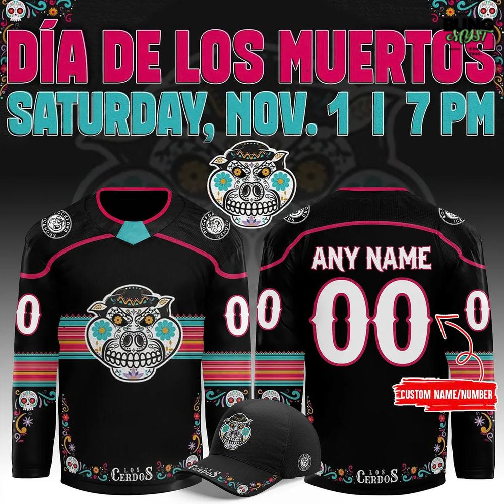 Rockford Icehogs Dia De Los Muertos 2025 Hockey Jersey