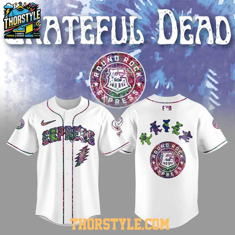 Round Rock Express Celebrating Grateful Dead Night White Baseball Jersey
