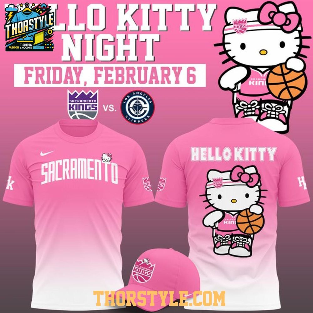 Sacramento Kings Hello Kitty Sanrio Game Night 2026 Hoodie T-Shirt - Image 3