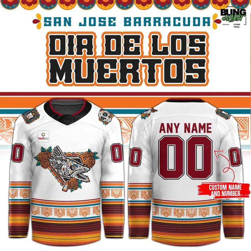 San Jose Barracuda Dia De Los Muertos 2025 Hockey Jersey