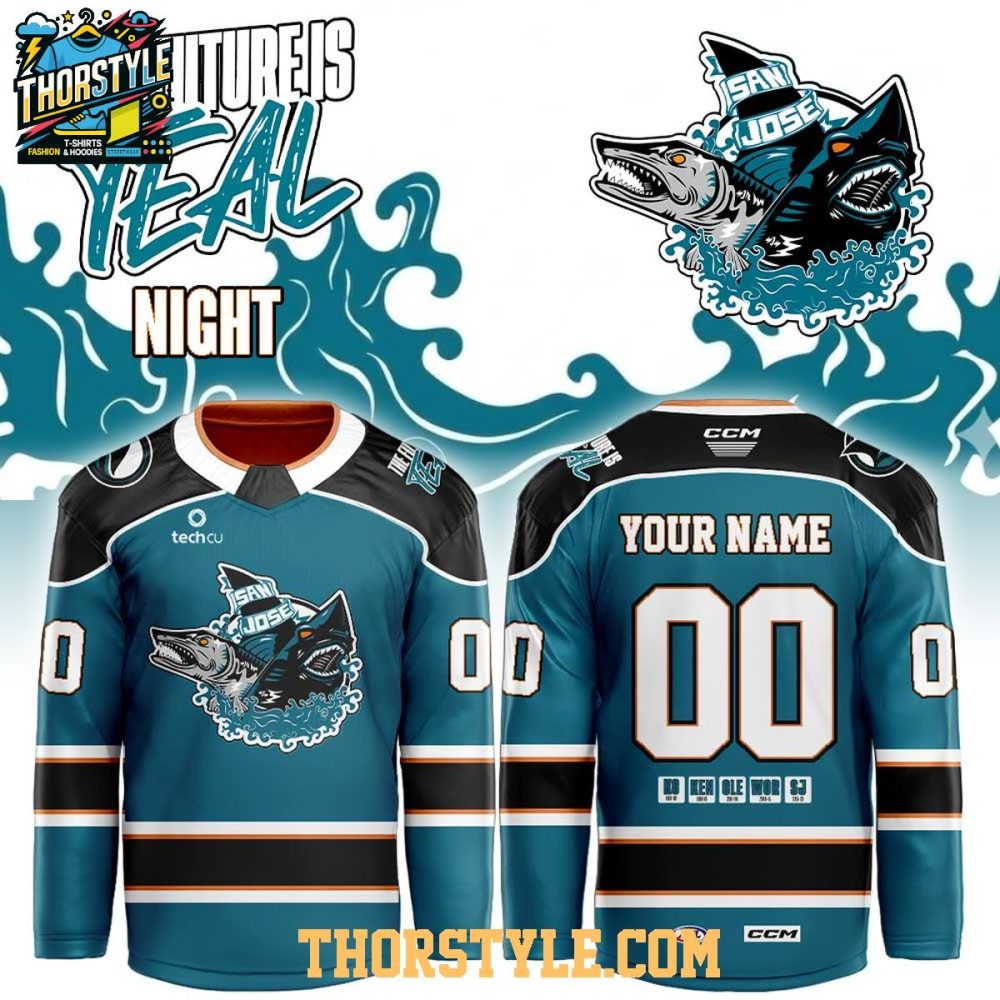 San Jose Barracuda The Future Is Teal Night 2026 Personalized Hockey Jersey