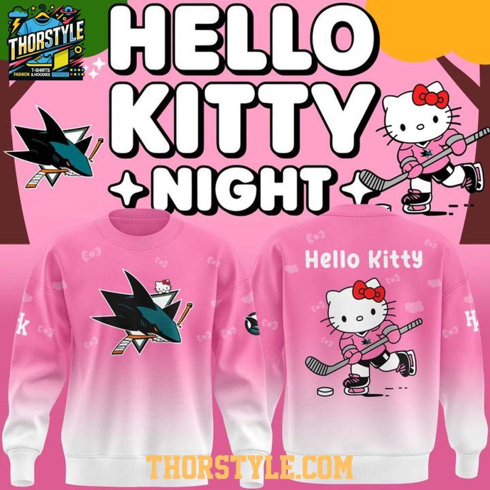 San Jose Sharks Hello Kitty Champions Night 2025-2026 Nhl Hoodie T-Shirt - Image 2