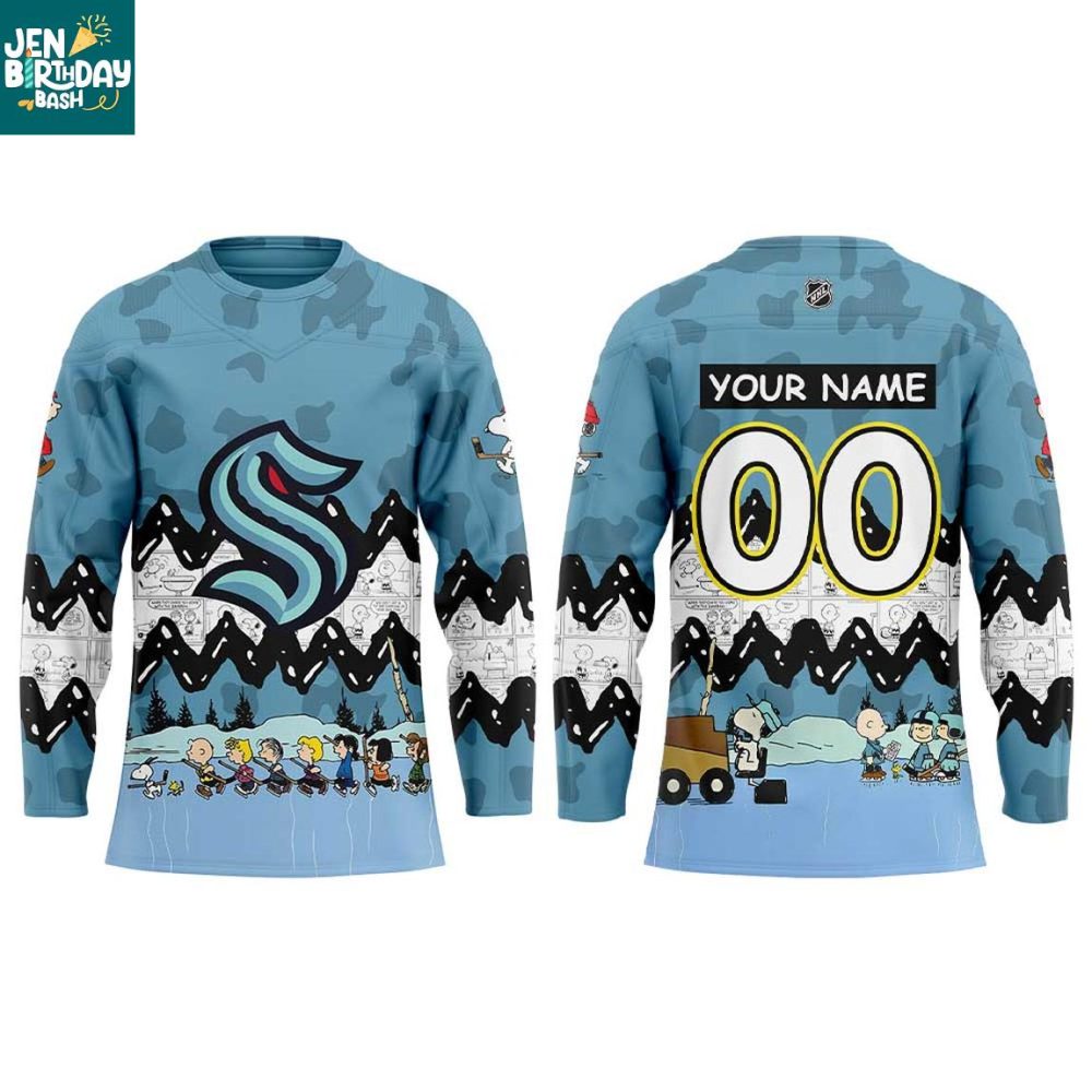 Seattle Kraken Peanuts Snoopy New Year'S Eve 2026 Personalized Hockey Jersey - Image 2