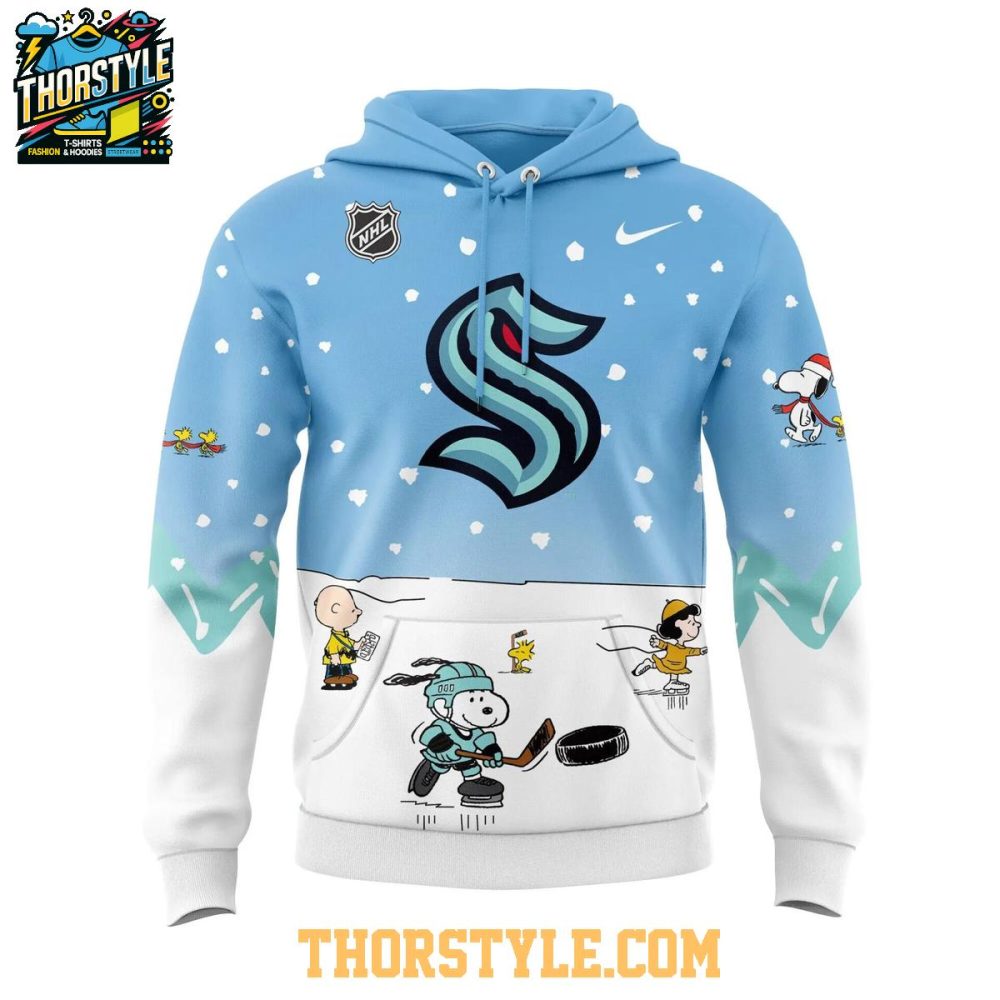 Seattle Kraken Snoopy Merry Peanuts Christmas 2025 Hoodie T-Shirt - Image 2