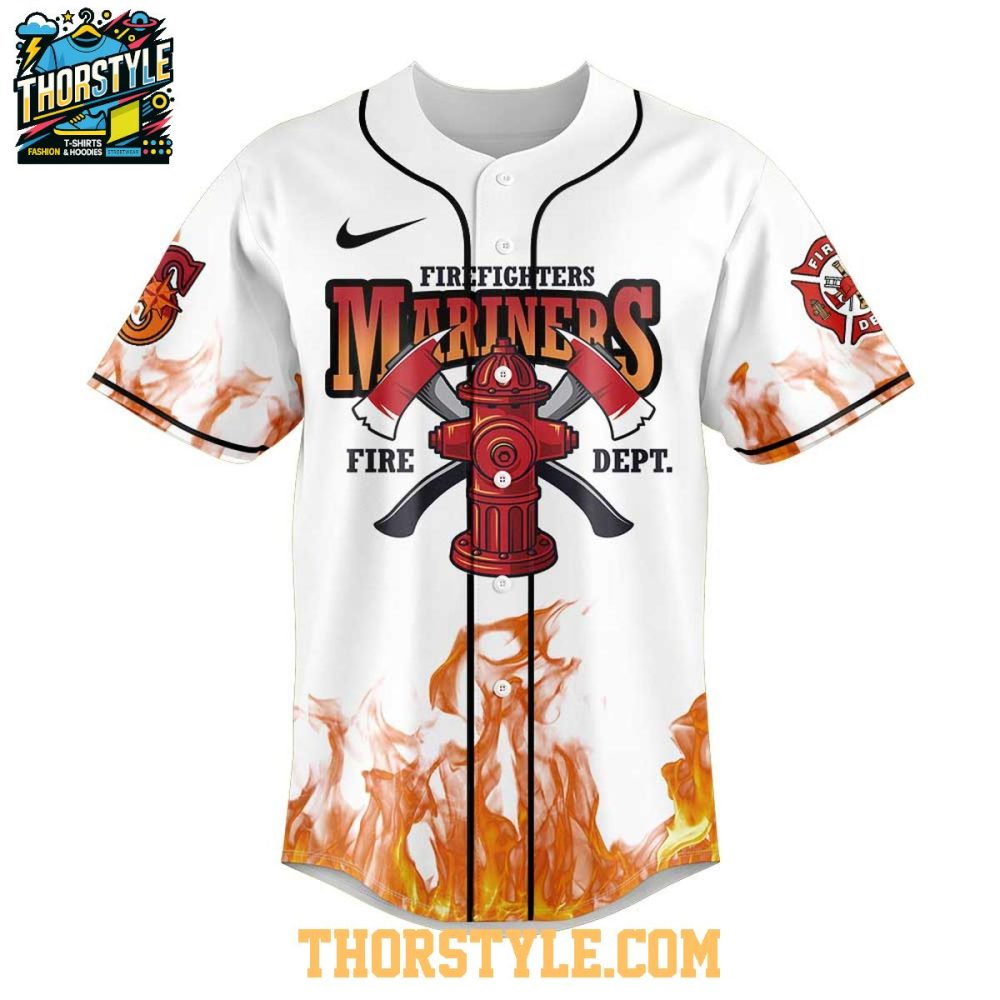 Seattle Mariners Firefighter Appreciation 2025 Fire Dept. Baseball Jersey - Image 2