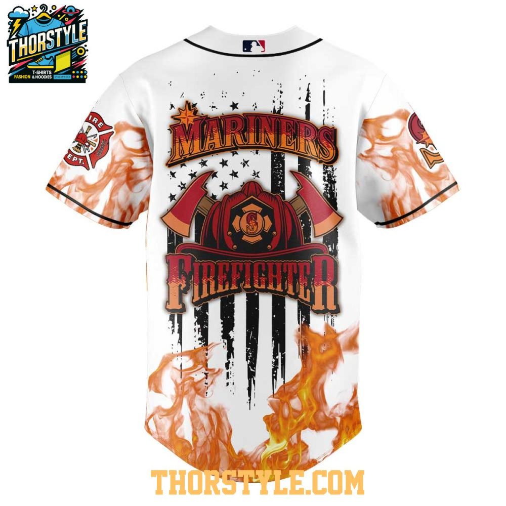 Seattle Mariners Firefighter Appreciation 2025 Fire Dept. Baseball Jersey - Image 3