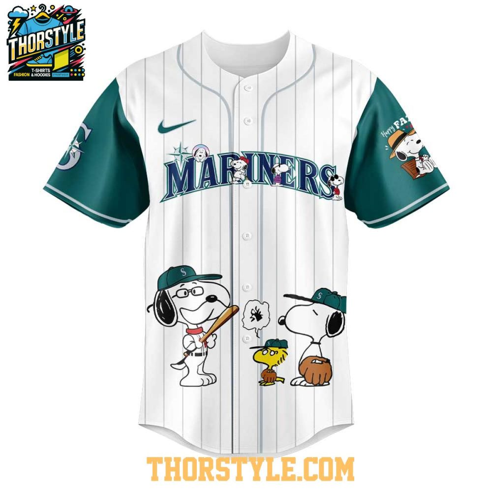 Seattle Mariners Snoopy Happy Father’S Day Peanuts 2025 Baseball Jersey - Image 2