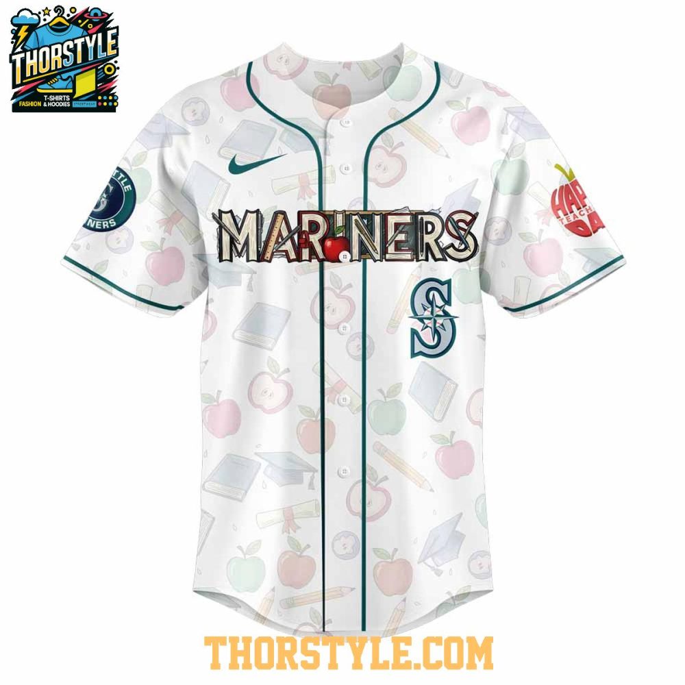 Seattle Mariners Thank You My Teacher 2025 Appreciation Baseball Jersey - Image 2