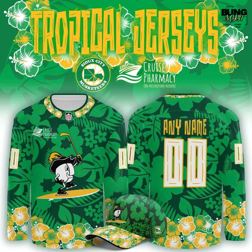 Sioux City Musketeers Hawaii Night Limited Tropical Hockey Jersey