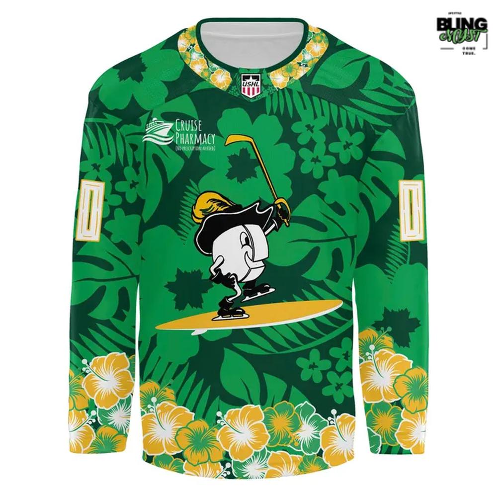 Sioux City Musketeers Hawaii Night Limited Tropical Hockey Jersey - Image 2
