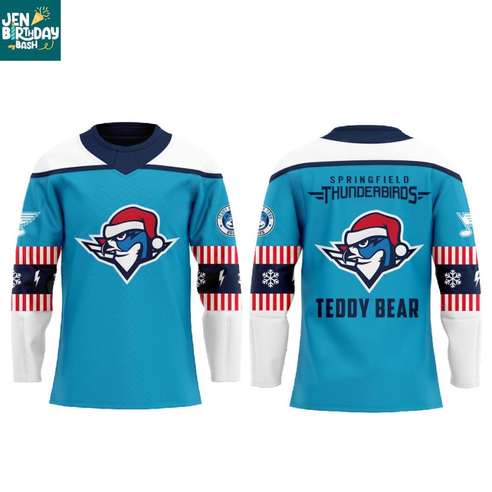 Springfield Thunderbirds Teddy Bear Toss 2025 Christmas Personalized Hockey Jersey - Image 2