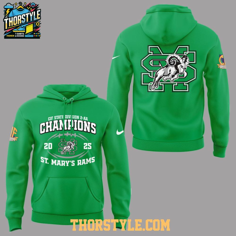 St. Mary'S Rams 2025 Cif State Division 2-Aa Champions Football Hoodie - Image 2