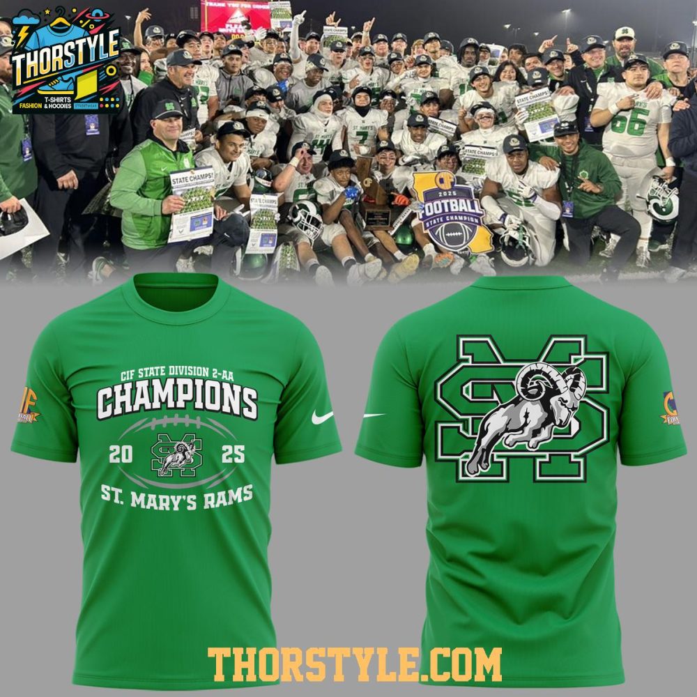 St. Mary'S Rams 2025 Cif State Division 2-Aa Champions Football Hoodie - Image 3
