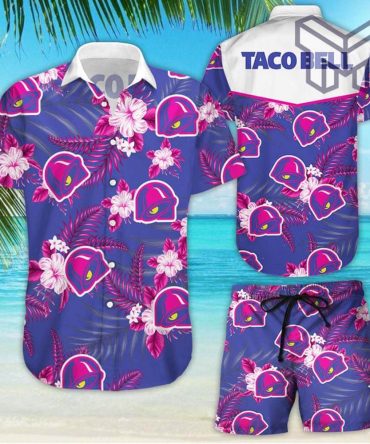 Taco Bell Tropical Flower Aloha Hawaiian Shirts And Short Summer Hawaiian Beach Day 3D Hawaiian Shirt (Shirt Only)