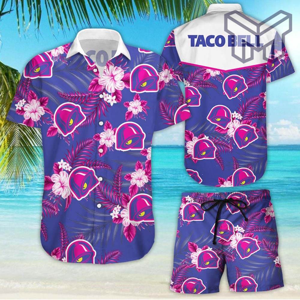 Taco Bell Tropical Flower Aloha Hawaiian Shirts And Short Summer Hawaiian Beach Day 3D Hawaiian Shirt (Shirt Only)