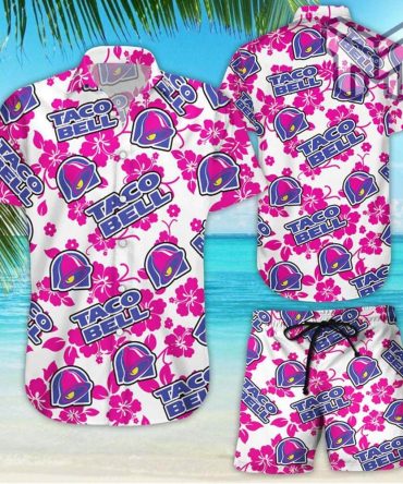 Taco Bell Tropical Flower Aloha Hawaiian Shirts And Short, Summer Hawaiian Beach Day 3D Hawaiian Shirt (Shirt Only)