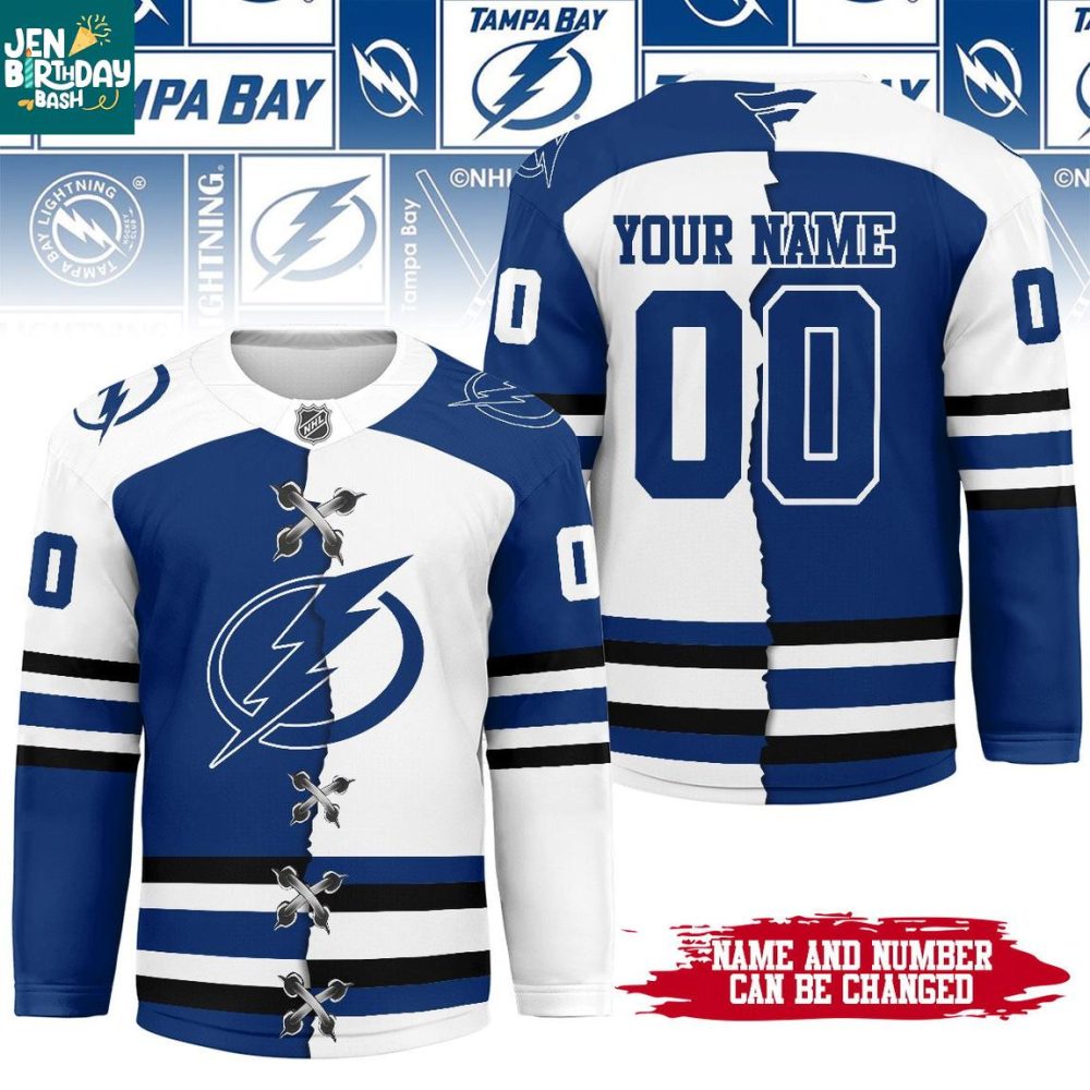 Tampa Bay Lightning Split Color Nhl 2025 Personalized Hockey Jersey