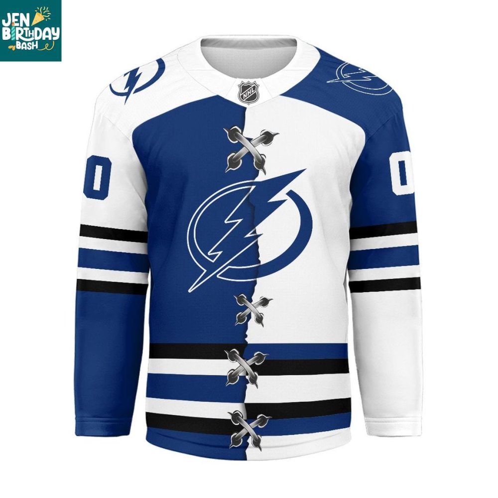 Tampa Bay Lightning Split Color Nhl 2025 Personalized Hockey Jersey - Image 2