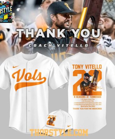 Tennessee Volunteers Coach Tony Vitello Thank You 2018-2025 Baseball Jersey