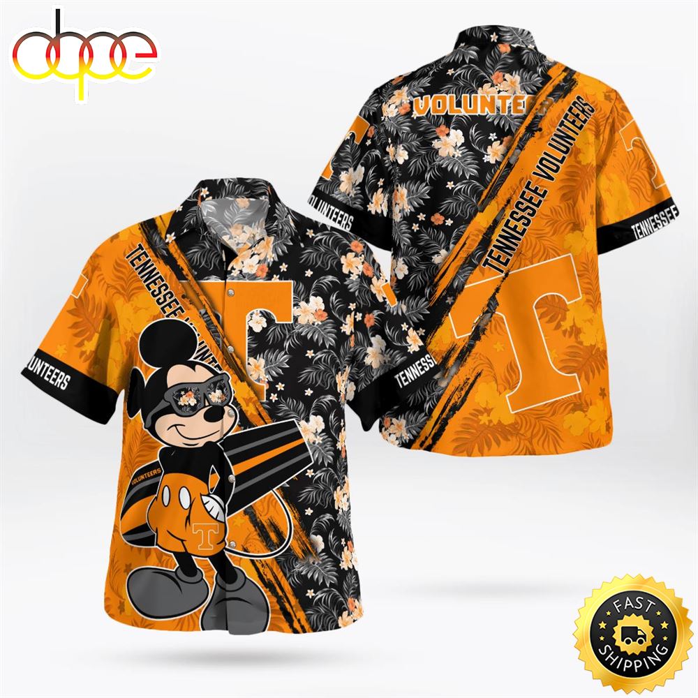 Tennessee Volunteers Mickey Mouse Floral Short Sleeve Hawaii Shirt