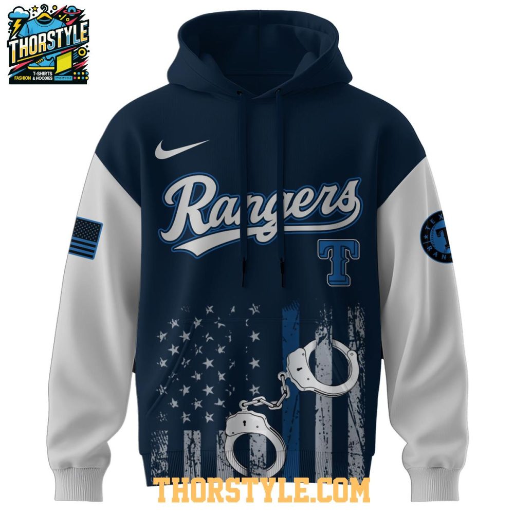 Texas Rangers 2025 Law Enforcement Appreciation Day Hoodie T-Shirt - Image 2