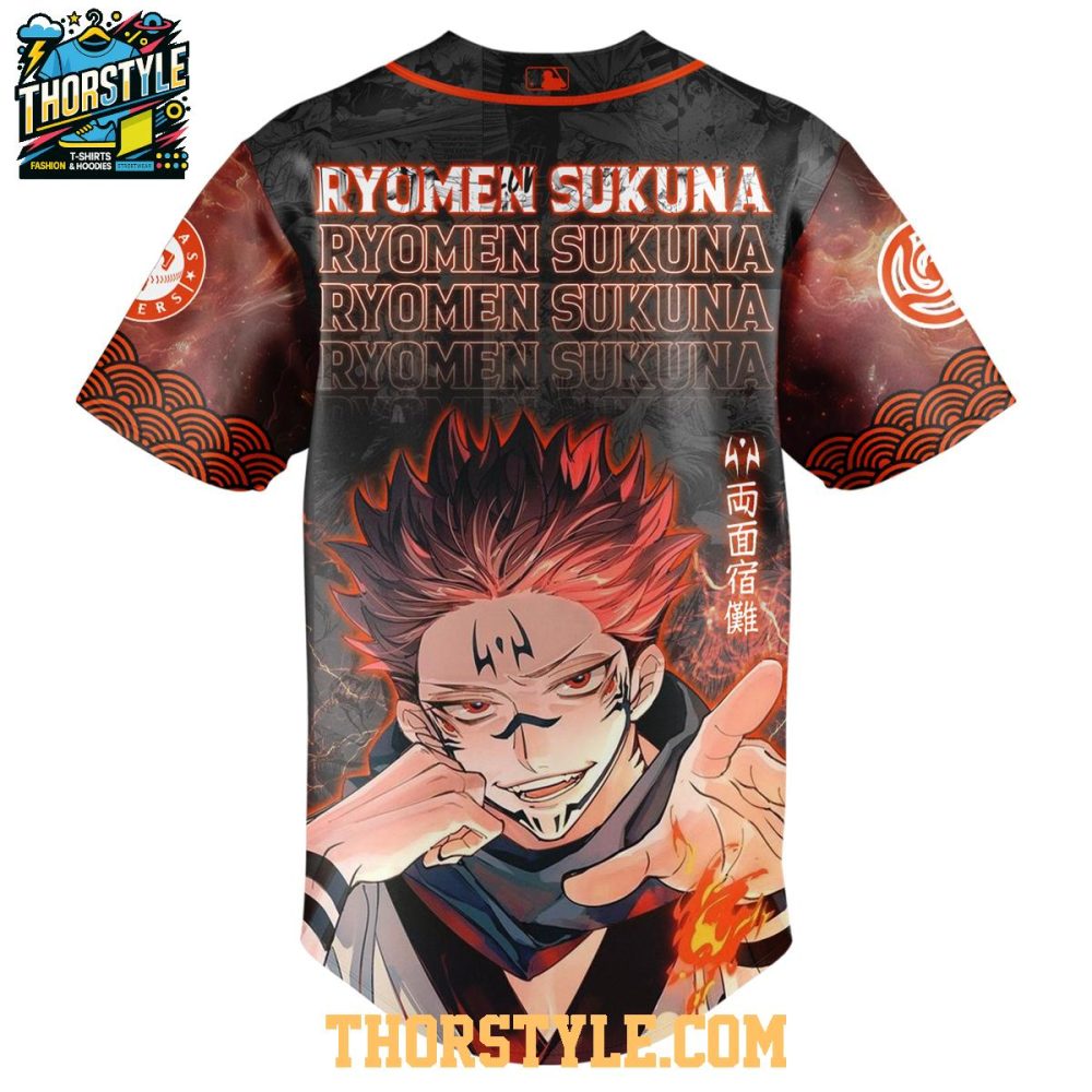 Texas Rangers Ryomen Sukuna 2025 Jujutsu Kaisen Night Baseball Jersey - Image 3