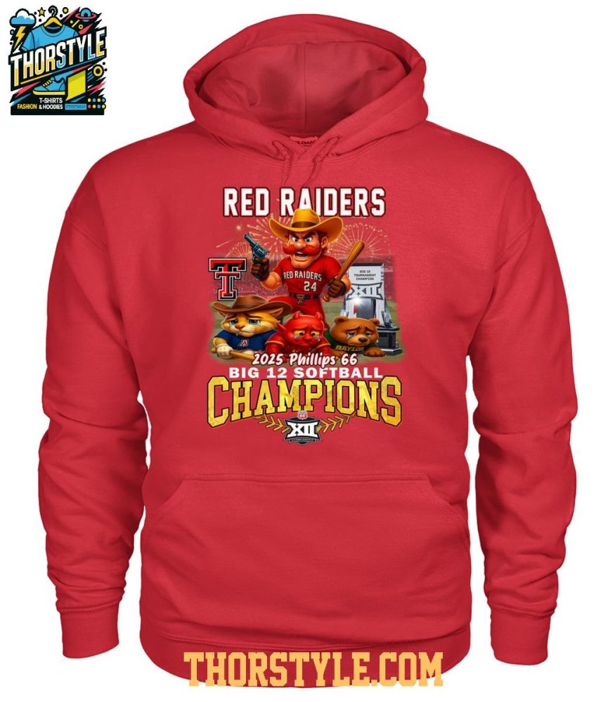 Texas Tech Red Raiders 2025 Big 12 Softball Champions Phillips 66 T-Shirt - Image 2
