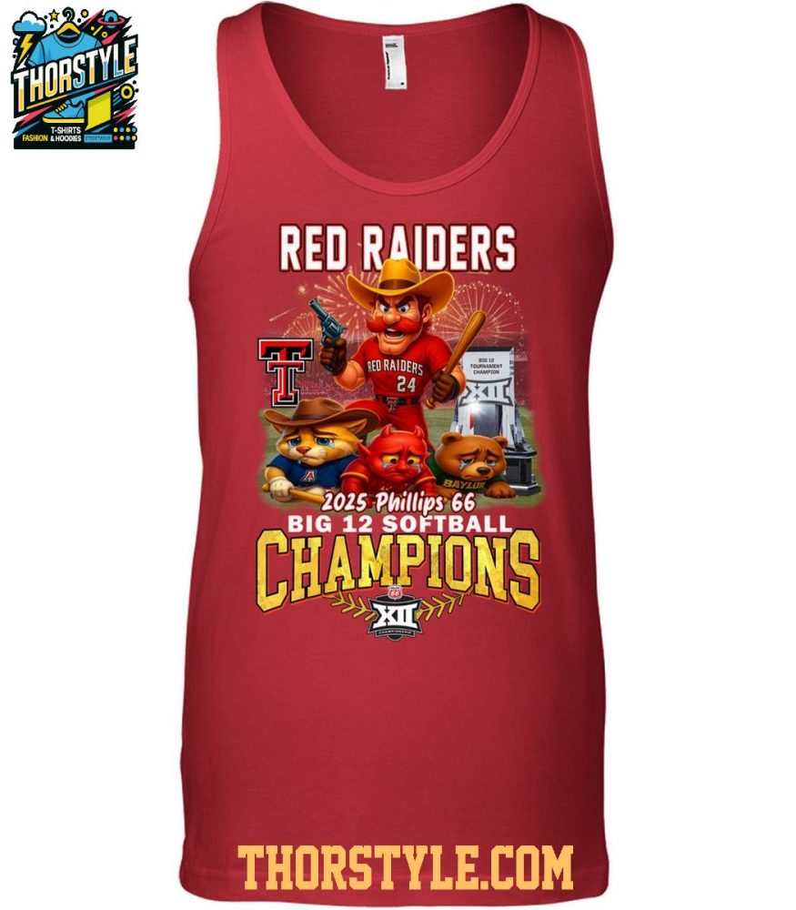 Texas Tech Red Raiders 2025 Big 12 Softball Champions Phillips 66 T-Shirt - Image 4