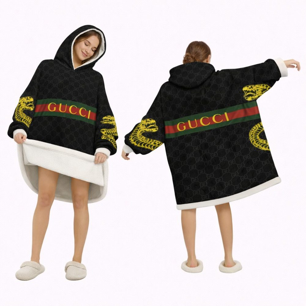 The Yellow Snake Gucci Blanket Hoodie , Cozy Wearable Blanket Hoodie