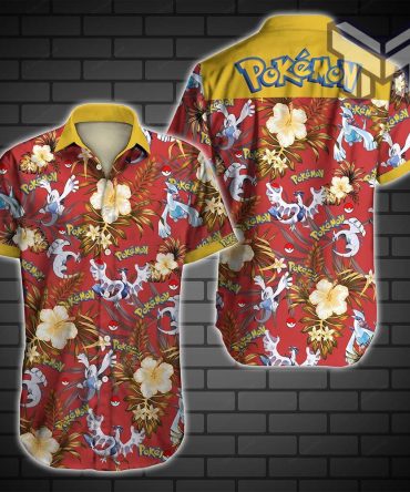 Pokemon Lugia Hawaiian Graphic Print Short Sleeve Hawaiian Casual Shirt