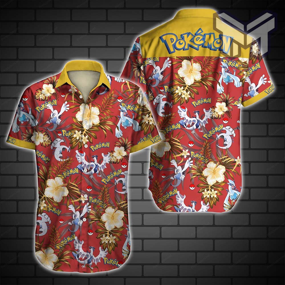 Pokemon Lugia Hawaiian Graphic Print Short Sleeve Hawaiian Casual Shirt