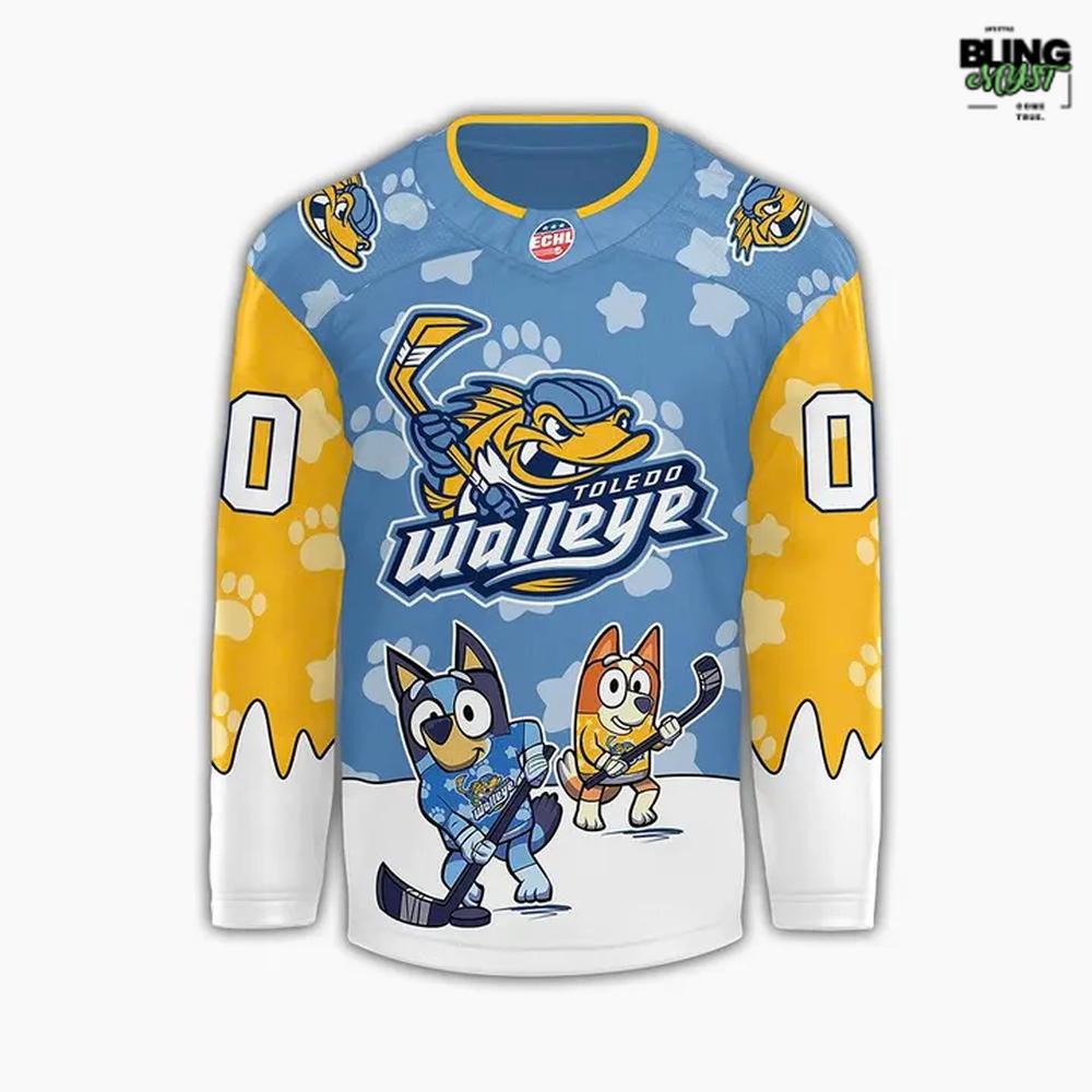 Toledo Walleye Bluey Night Season 2025-26 Hockey Jersey - Image 2