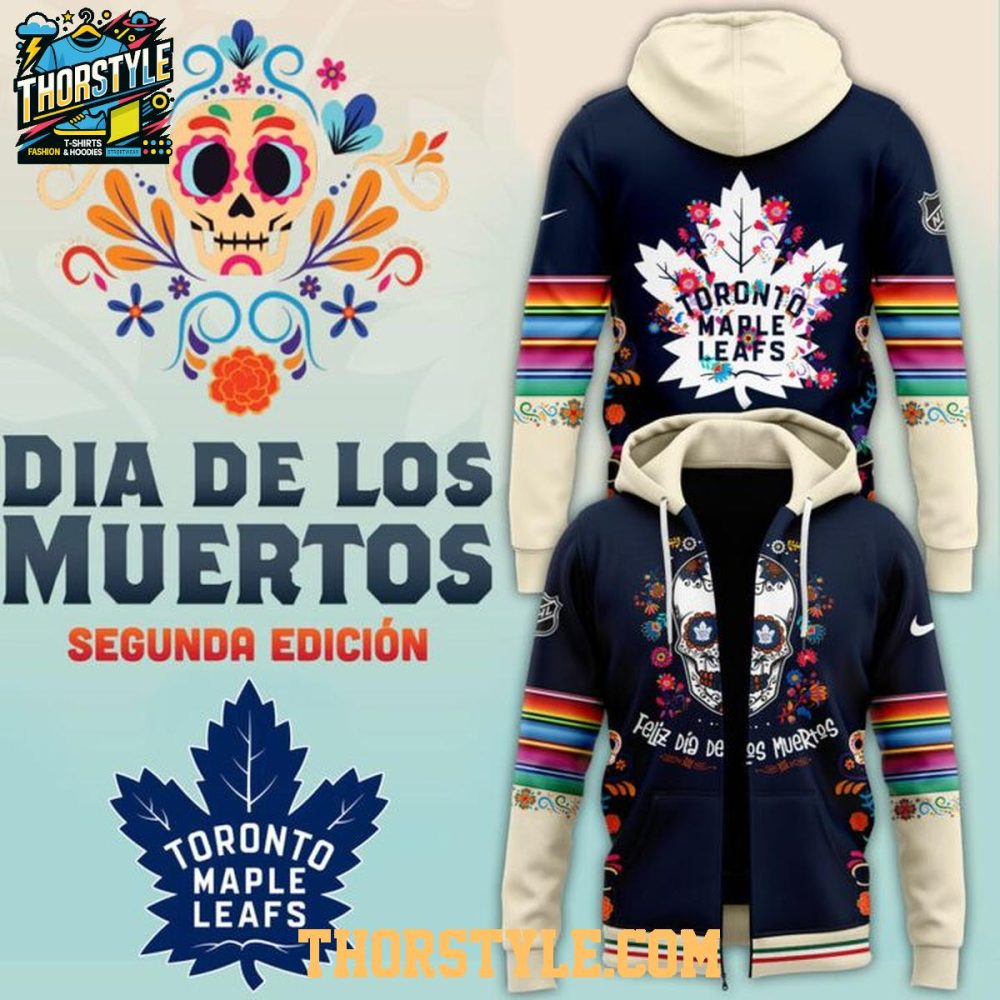 Toronto Maple Leafs Dia De Los Muertos X Nhl Celebration Hoodie T-Shirt - Image 2