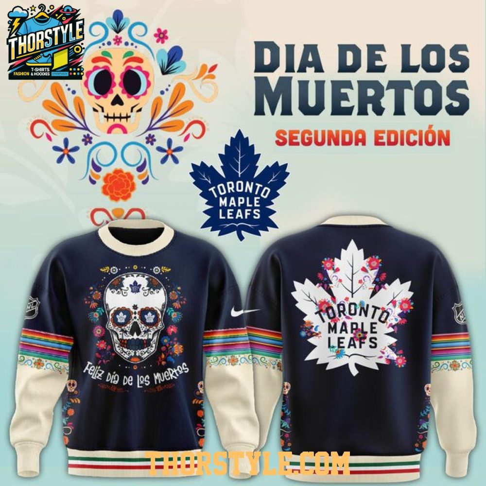 Toronto Maple Leafs Dia De Los Muertos X Nhl Celebration Hoodie T-Shirt - Image 3