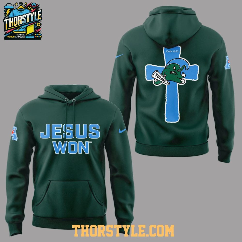 Tulane Green Wave In My Veins Jesus Won 2025 Hoodie T-Shirt - Image 2