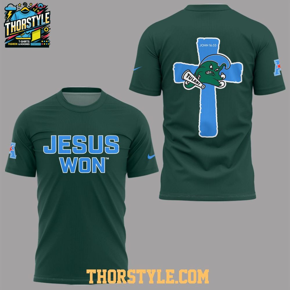 Tulane Green Wave In My Veins Jesus Won 2025 Hoodie T-Shirt - Image 4