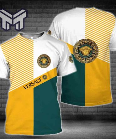Versace T-Shirt, Versace Yellow Green Luxury Brand Premium T-Shirt Outfit For Men Women