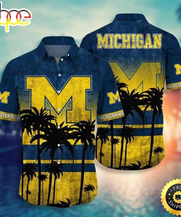 Vintage Michigan Wolverines Hawaiian Shirt Beach Lovers Gift