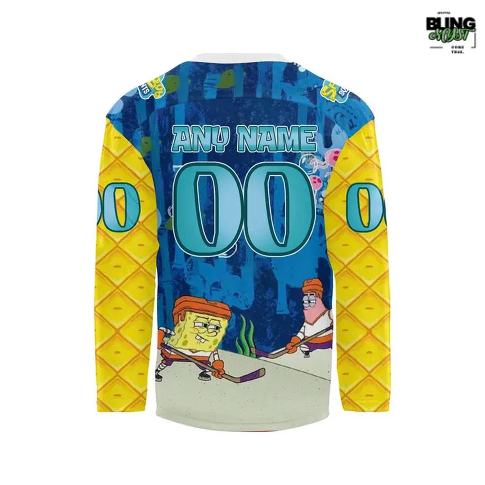 Waterloo Black Hawks Spongebob Squarepants Special Hockey Jersey - Image 3