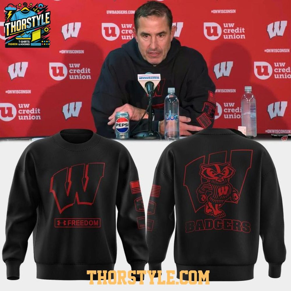 Wisconsin Badgers Coach Luke Fickell 2025 Freedom Hoodie T-Shirt - Image 3