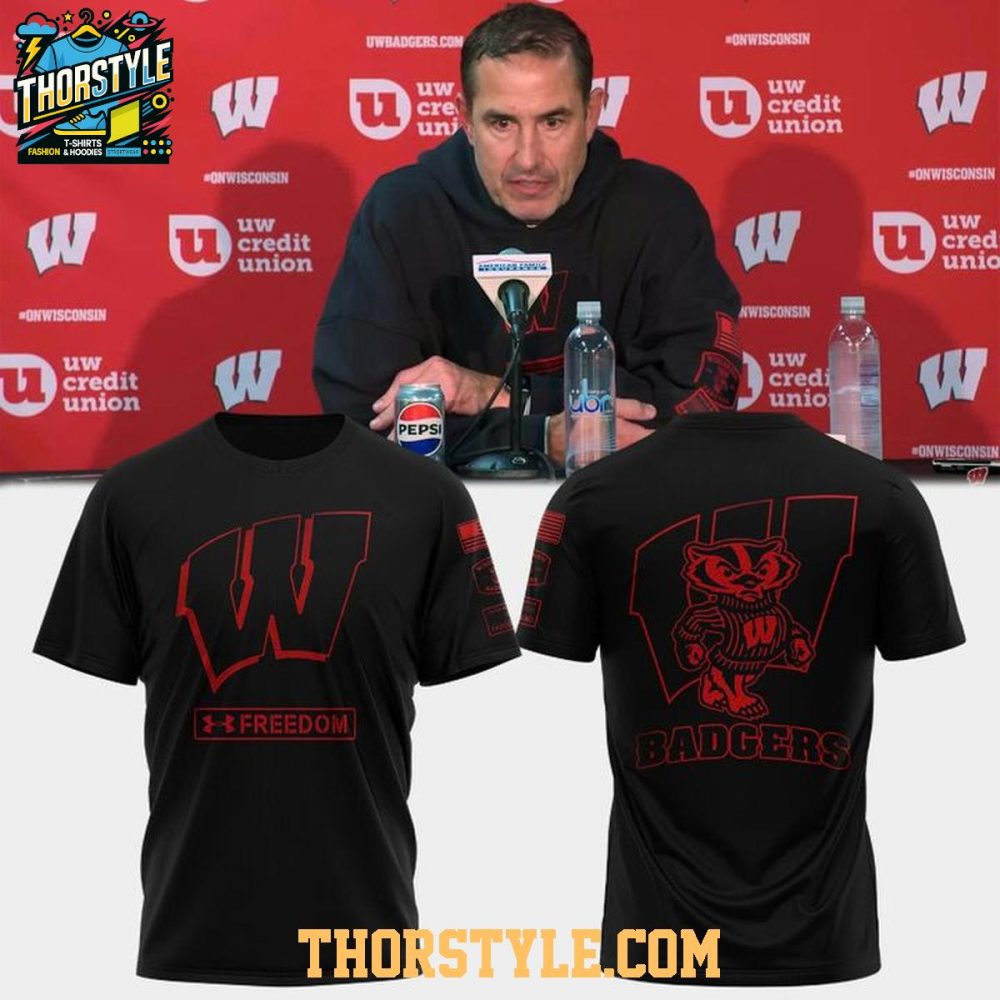 Wisconsin Badgers Coach Luke Fickell 2025 Freedom Hoodie T-Shirt - Image 4