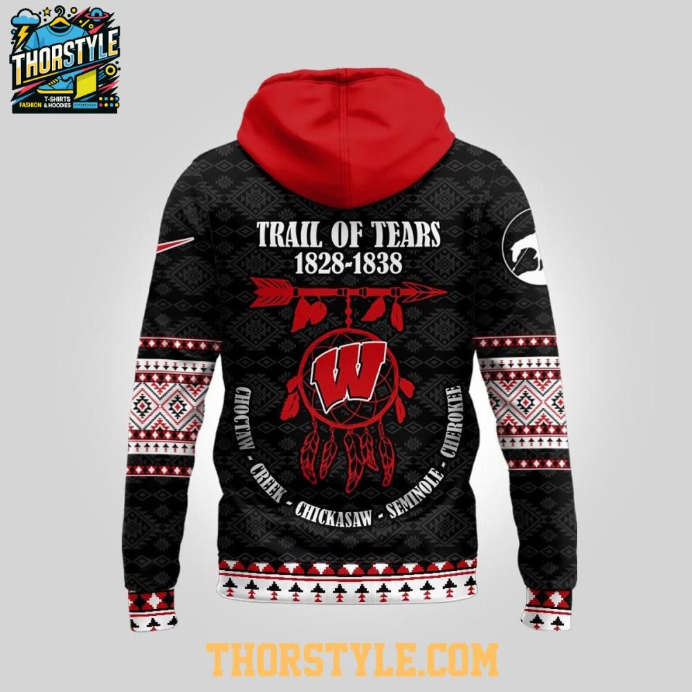 Wisconsin Badgers Native American Awareness Trail Of Tears 2025 Ncaa Hoodie - Image 3