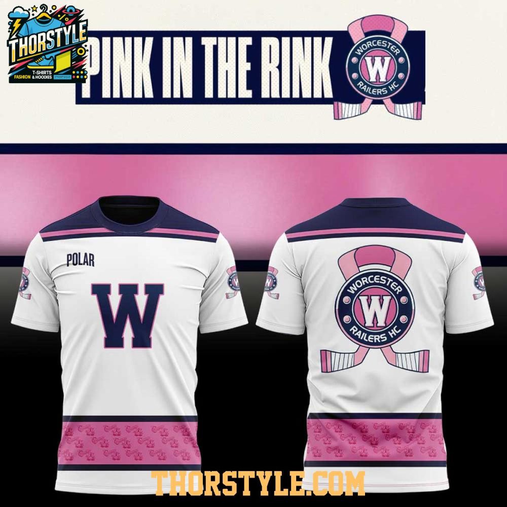 Worcester Railers Pink In The Rink Night 2026 Celebrate Hoodie T-Shirt - Image 3