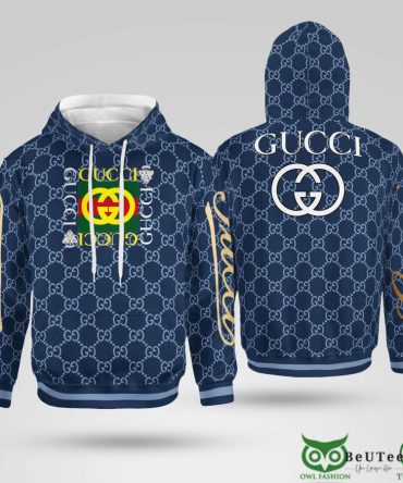 Limited Gucci Dark Blue Monogram 3D Hoodie