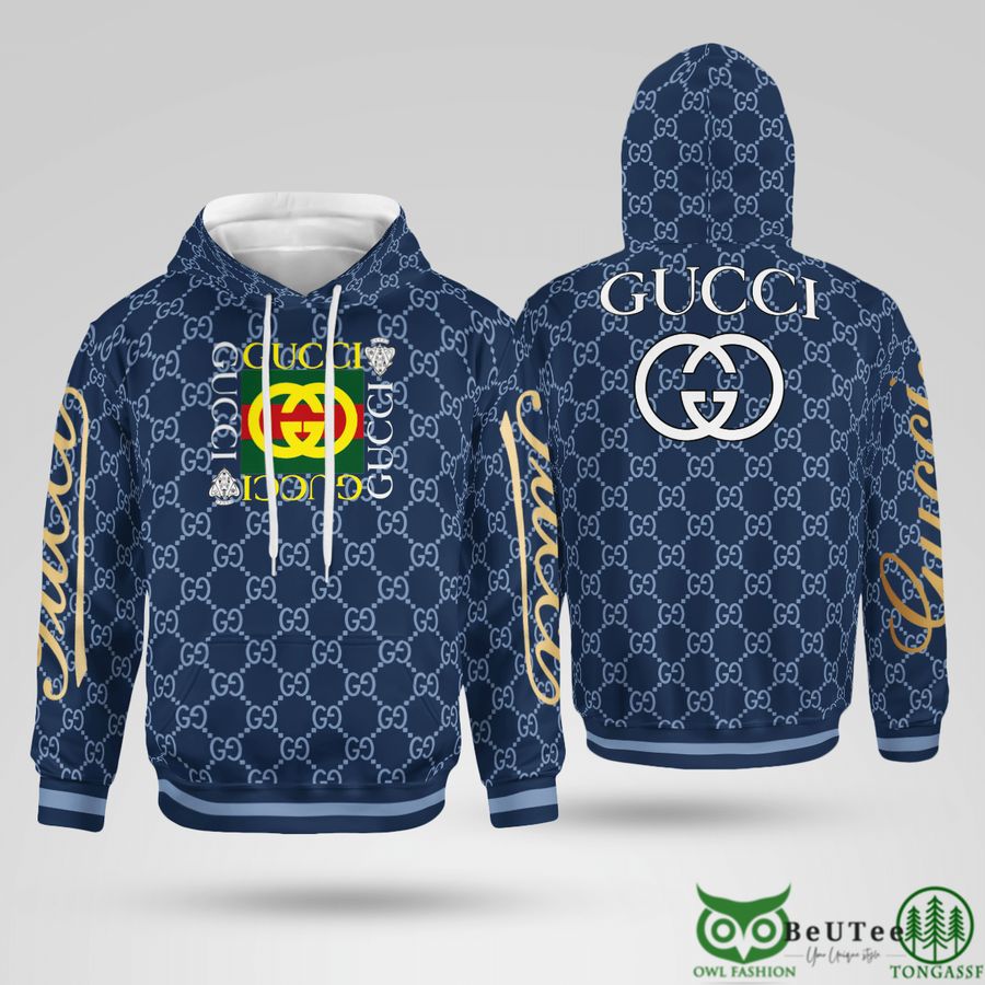 Limited Gucci Dark Blue Monogram 3D Hoodie